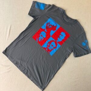 Grunt Style Mens Large Gray Mount Rushmore Pop Art Graphic T-Shirt Patriotic